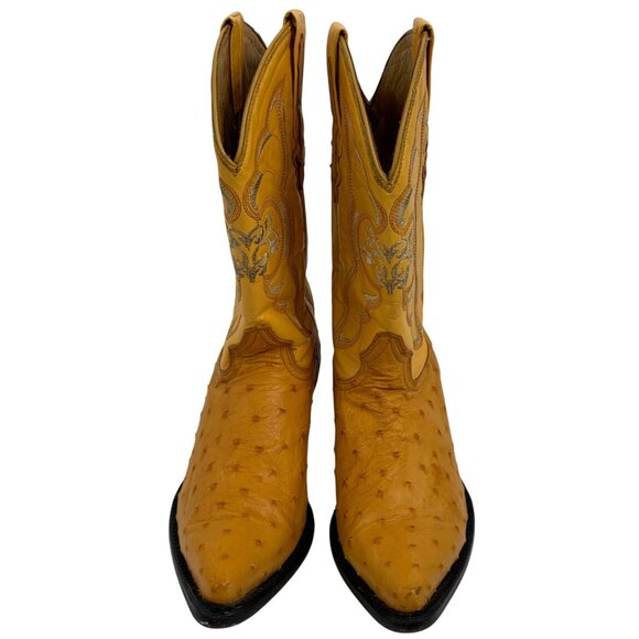 Unisex Ostrich Leather Cowboy Boots 24 1/2 Mex 7.5 W US 6 M US Rodeo Bravo - Picture 11 of 12